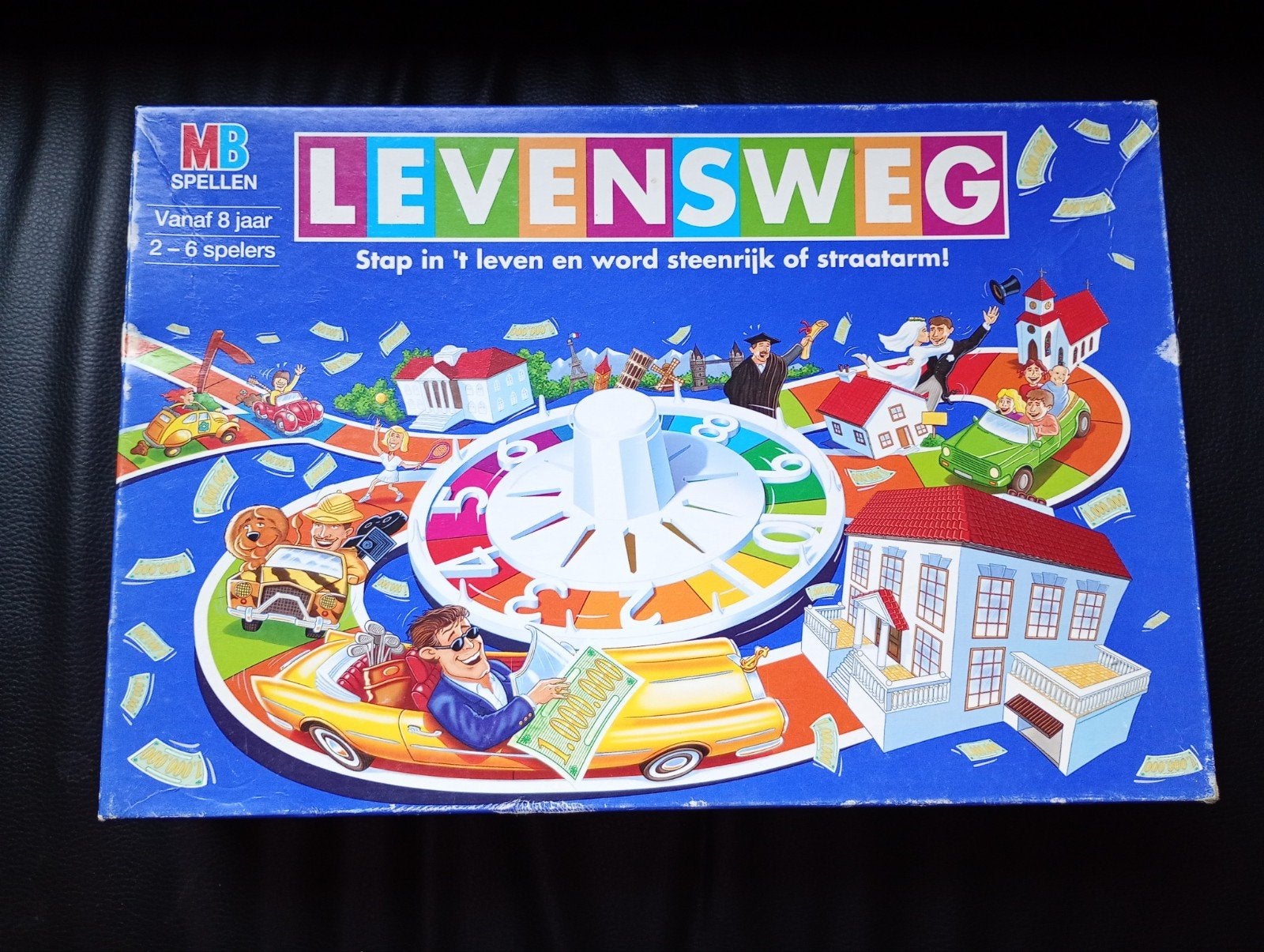 Levensweg Bordspel - Stap in 't leven en word steenrijk!, Hobby en Vrije tijd, Drie of vier spelers, Ophalen of Verzenden, Gebruikt