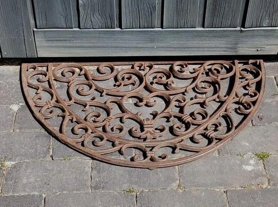 Decoratieve gietijzeren deurmat, halfrond, Ophalen, Gebruikt, Gietijzer, Schoonloopmat