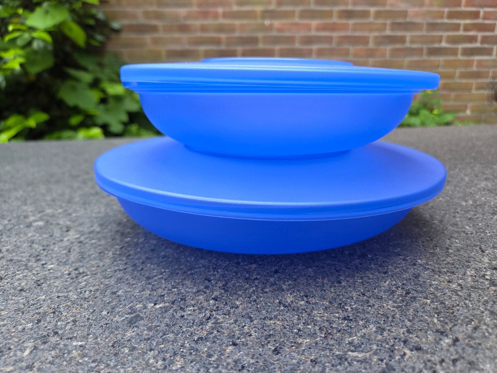 Tupperware kommen set 1000ml en 700ml blauw, Ophalen of Verzenden, Gebruikt, Blauw, Bak of Kom