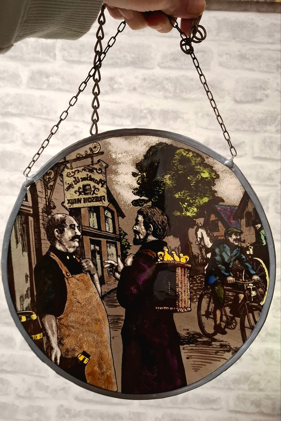 Vintage Glas-in-lood Raamhanger - Friesche Vlag Reclame, Antiek en Kunst, Ophalen of Verzenden
