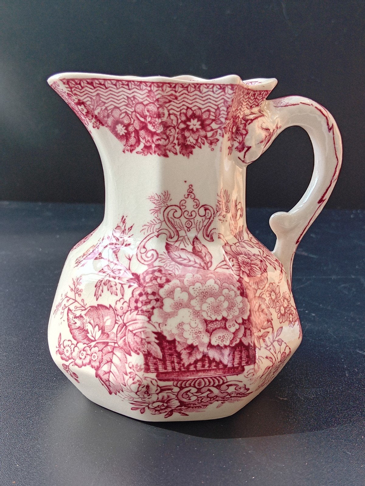 Antieke Mason's Ascot Ironstone kan, rood bloemmotief, Antiek en Kunst, Verzenden