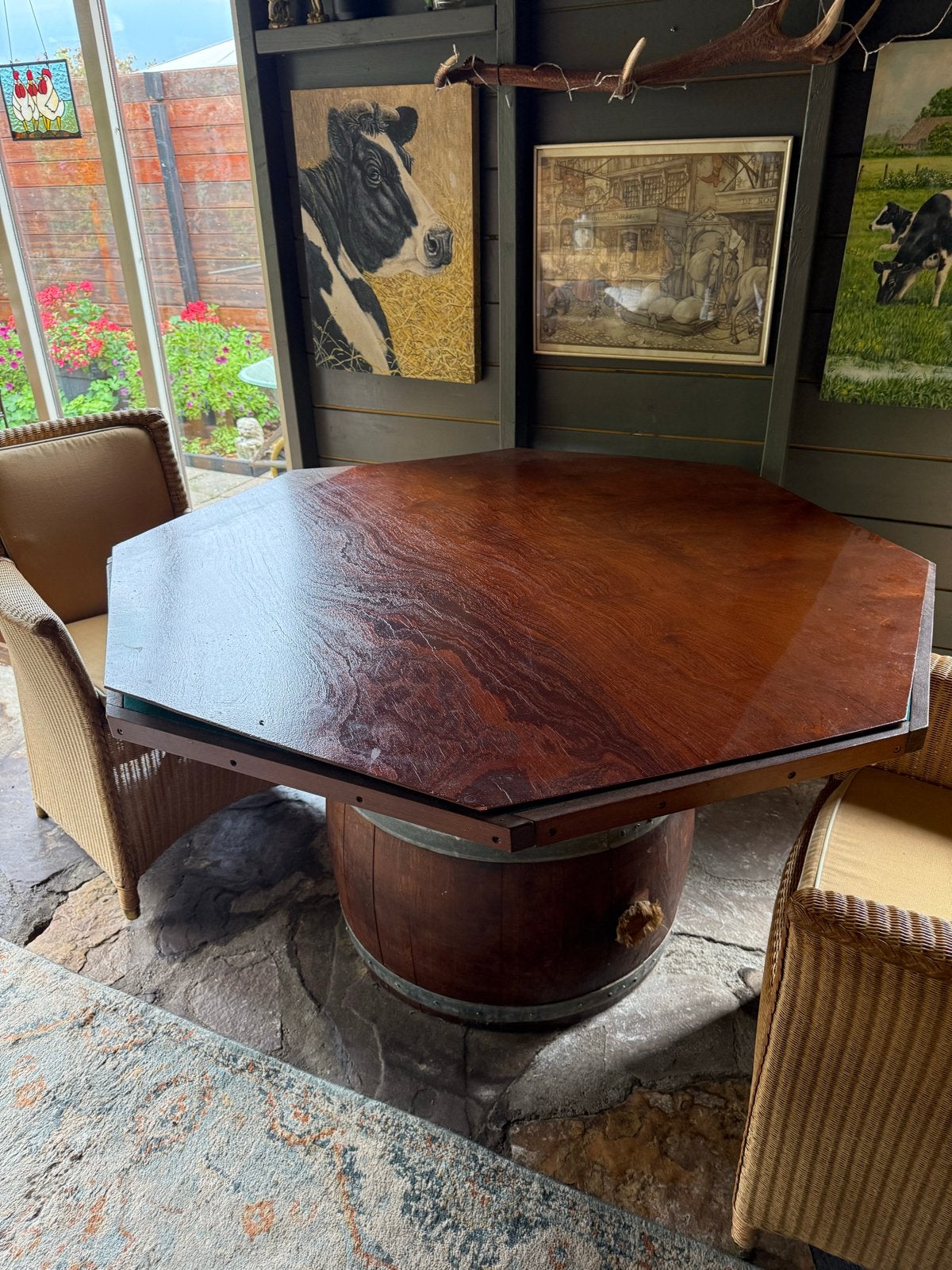 Unieke Pokertafel / Speeltafel op Wijnvat - Gebruikt, Huis en Inrichting, Ophalen, Gebruikt