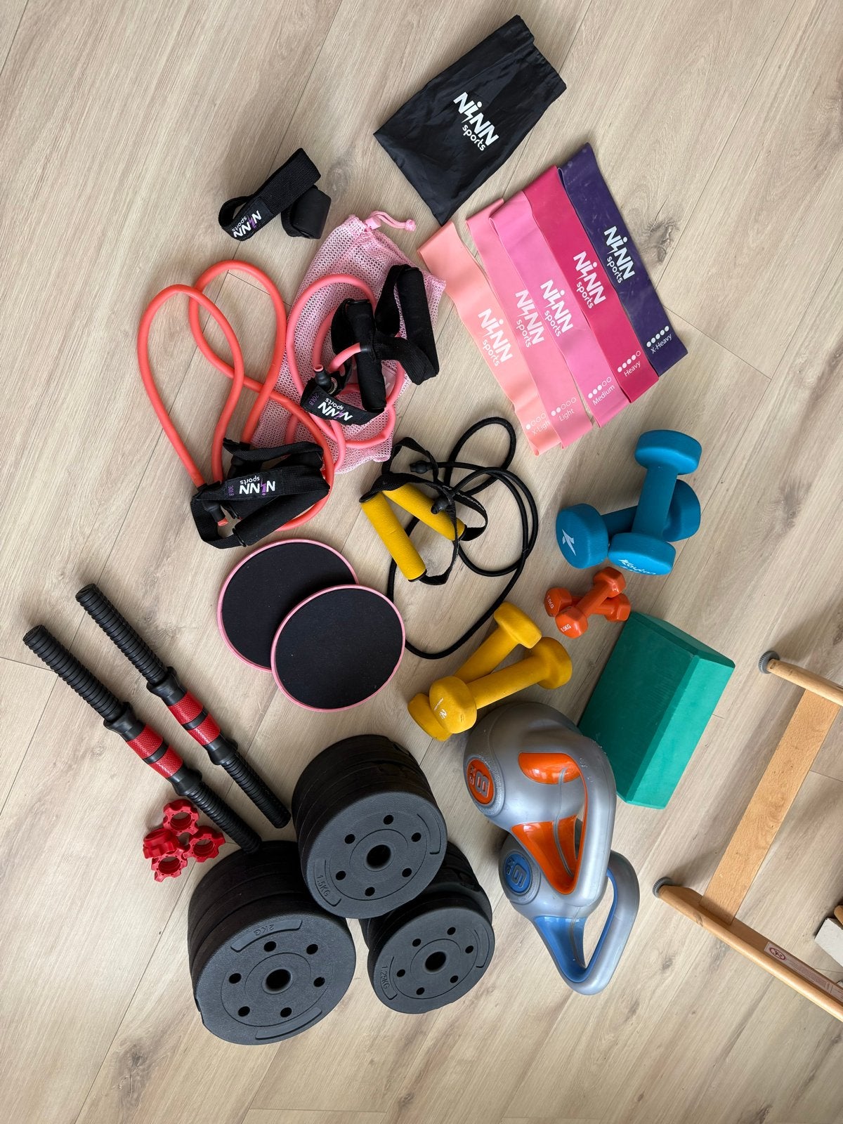 Grote fitness set: dumbbells, kettlebells, stepbank, etc., Ophalen, Dumbbell, Gebruikt, Armen