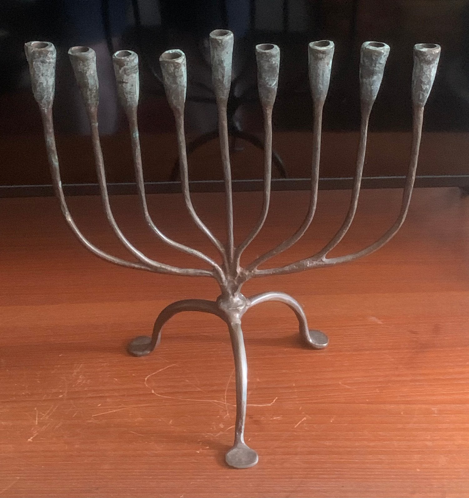 Brutalist Menorah Candleholder vintage., Antiek en Kunst, Antiek | Kandelaars, Ophalen of Verzenden