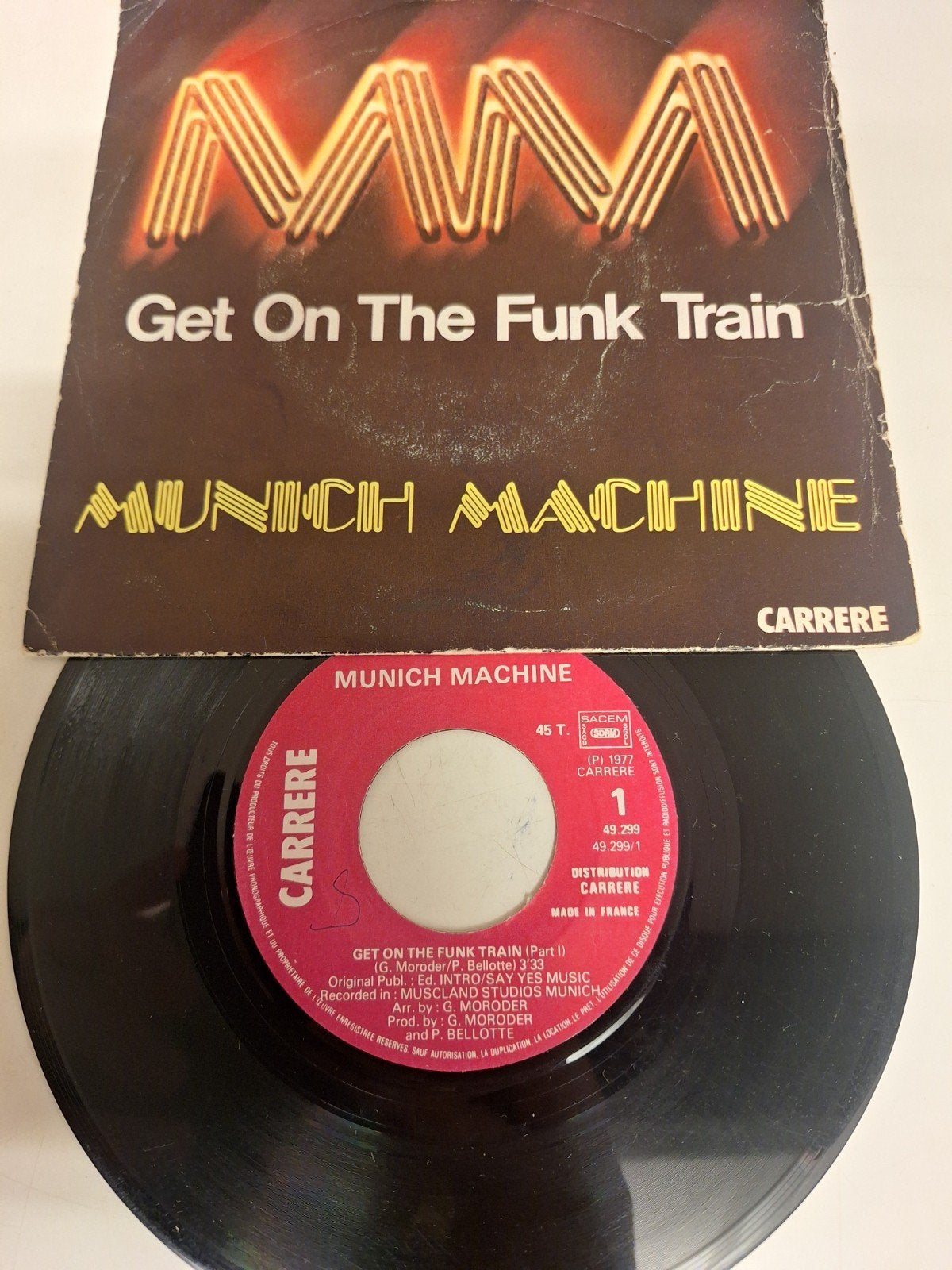 Munich Machine - Get on the funk train, part l&ll, 1977., Fotohoes, Verzenden, 7 inch, Pop
