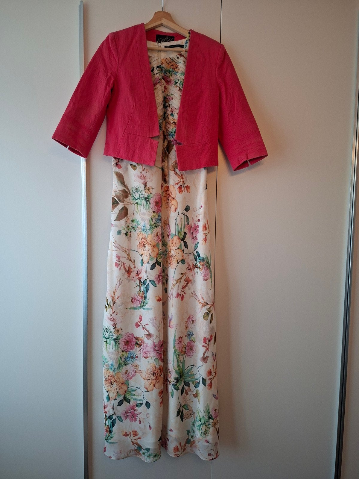 Steps Bloemenprint Maxi Jurk Maat 40 met Roze Jasje Maat L, Kleding | Dames, Meerkleurig, Maat 42/44 (L), Ophalen of Verzenden
