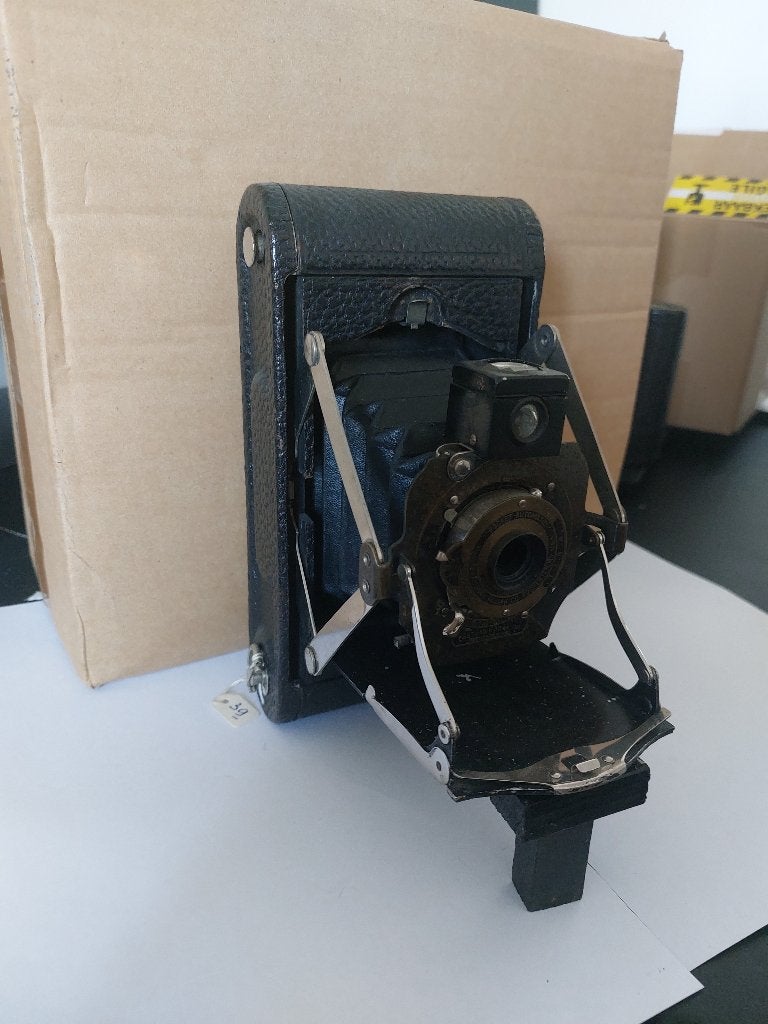 Vintage Kodak No. 1A Folding Pocket camera + leren tas (39), Ophalen of Verzenden, 1940 tot 1960, Fototoestel