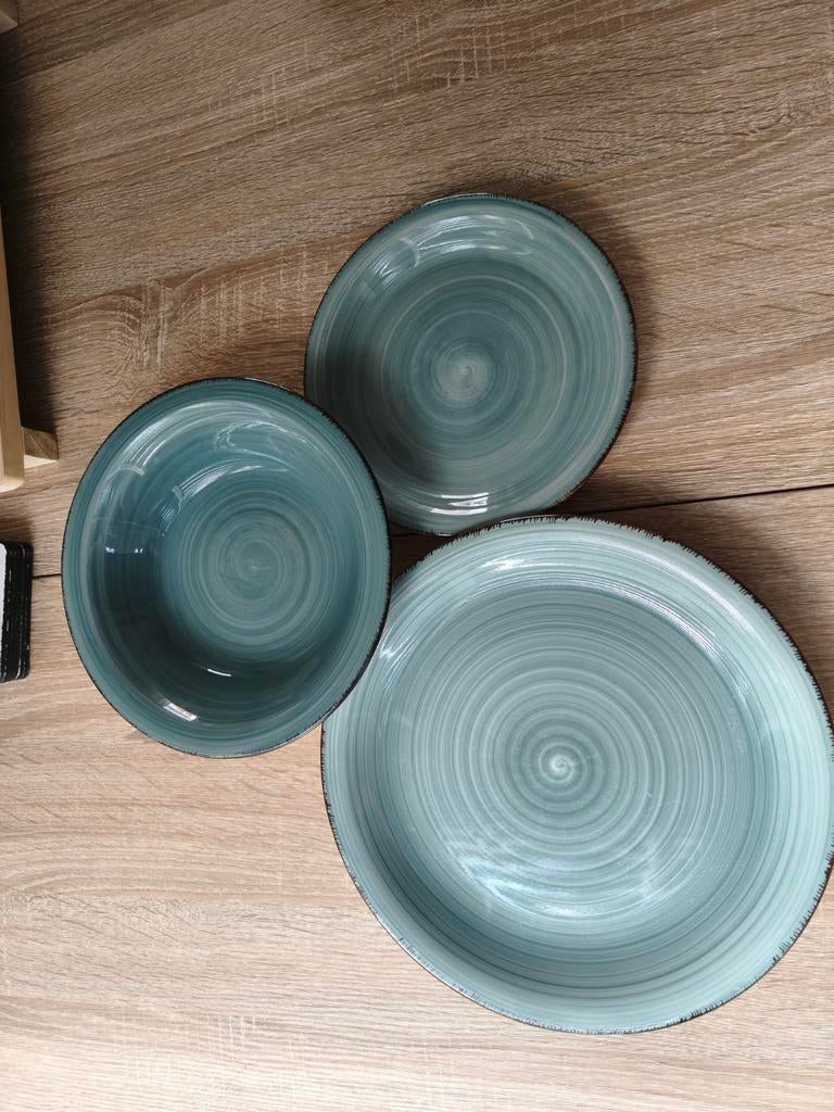 30-delige blauwe bordenset, Ophalen of Verzenden, Nieuw, Rechthoekig, Glas