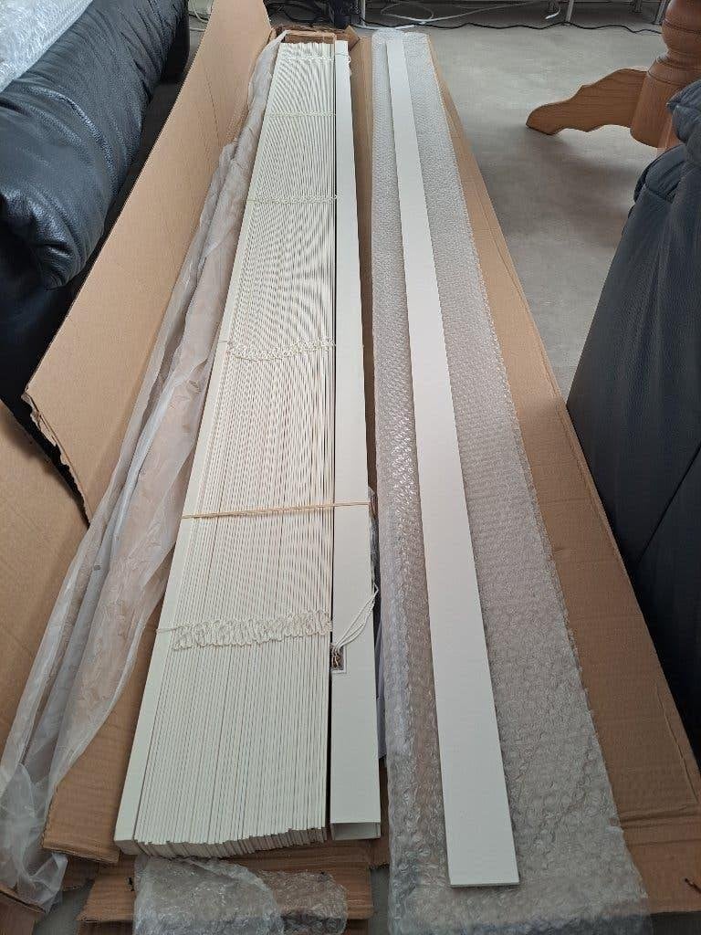 Nieuwe houten jaloezie - 35mm – gebroken wit, Ophalen, Jaloezie, Overige merken, 169 cm
