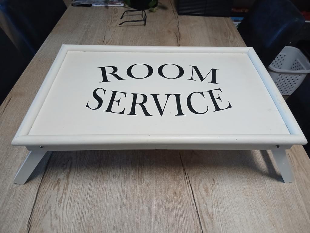 Room Service Dienblad / Bedtafel - Wit Hout, Hout, Gebruikt, Ophalen of Verzenden, Landelijk