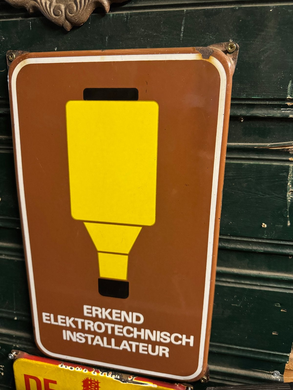 Emaille Bord Erkend Elektrotechnisch Installateur, Ophalen