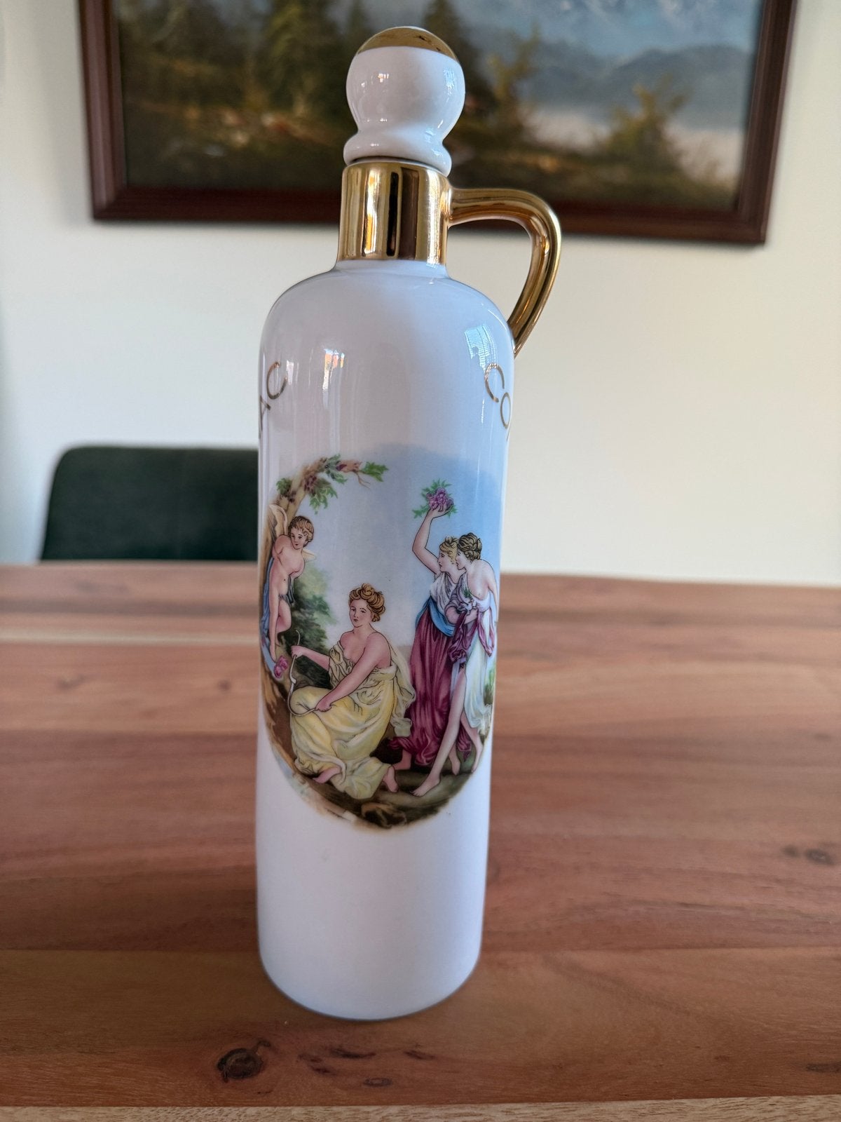 Vintage porseleinen fles met klassieke decoratie, Antiek en Kunst, Ophalen of Verzenden