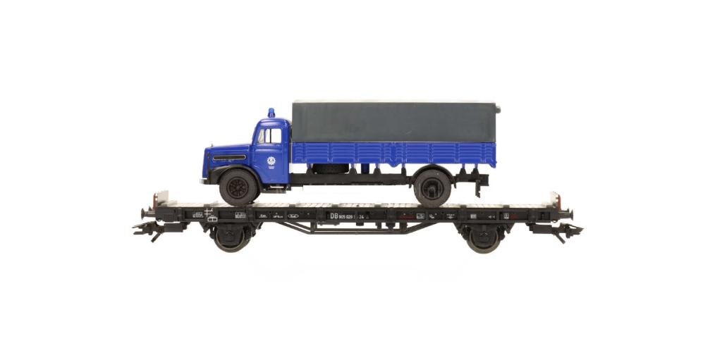 Marklin H0 OVP 48724-02 Rongenwagen met THW truck van de DB, Wisselstroom, Wagon, Ophalen of Verzenden, Zo goed als nieuw