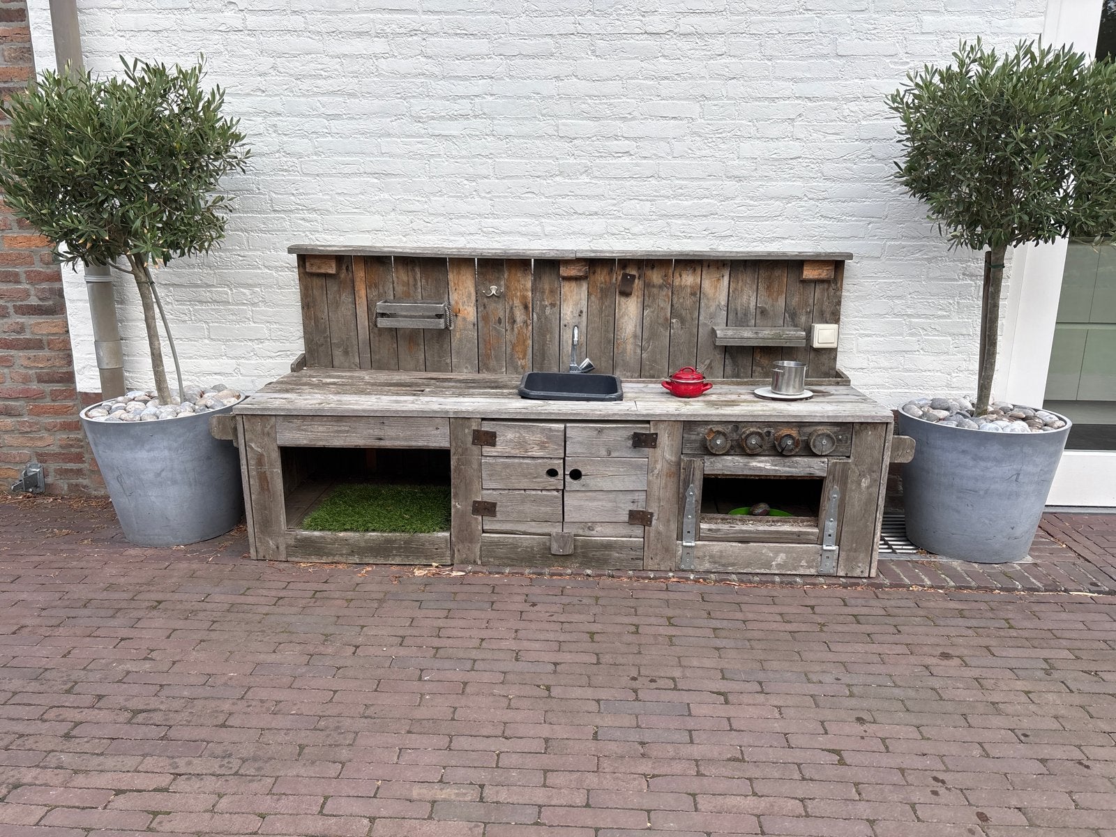 Houten buitenkeuken voor kinderen (1-7 jaar), Kinderen en Baby's, Ophalen, Gebruikt