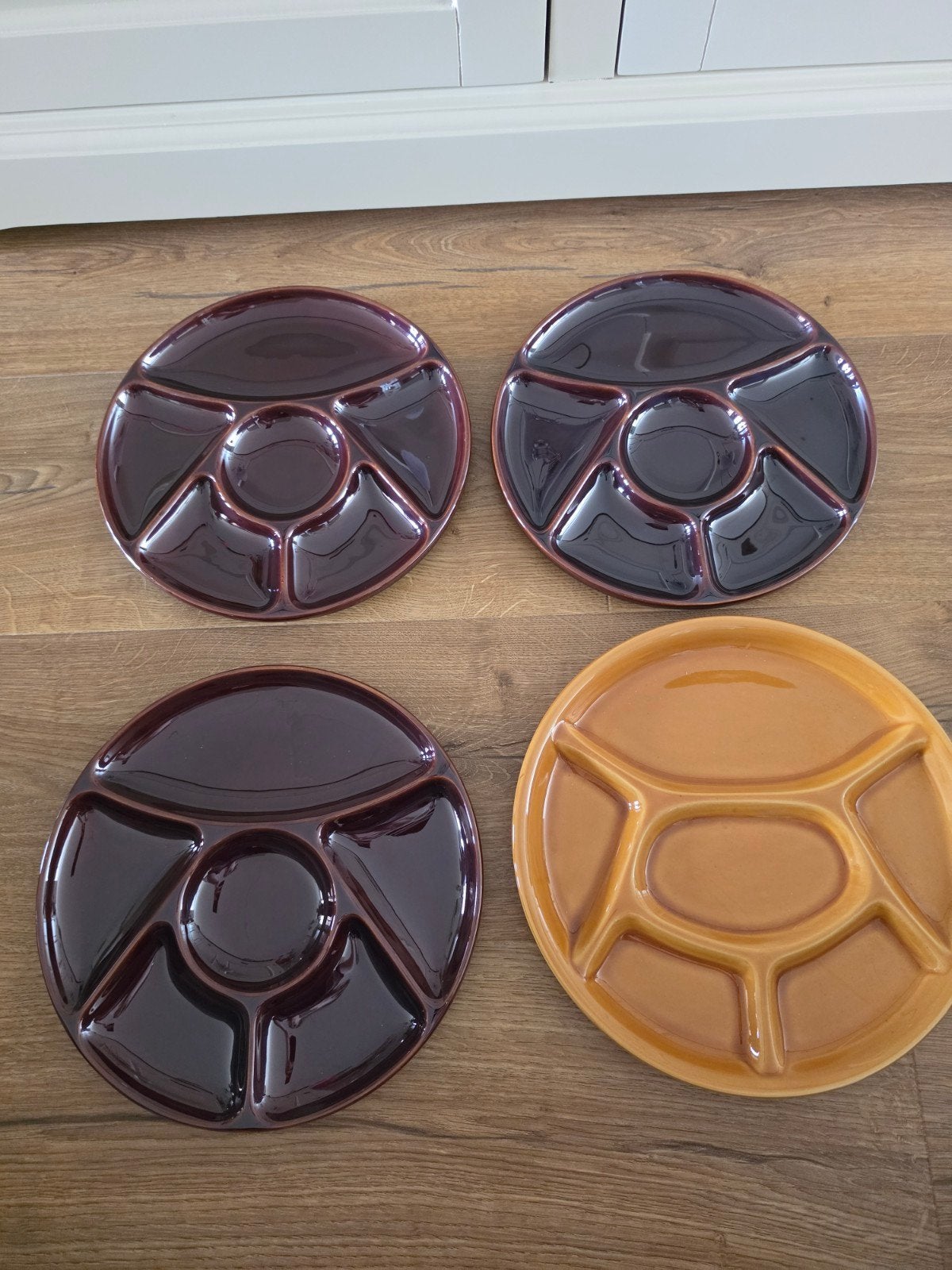 Set van 4 fondue / gourmet borden, Antiek en Kunst, Ophalen