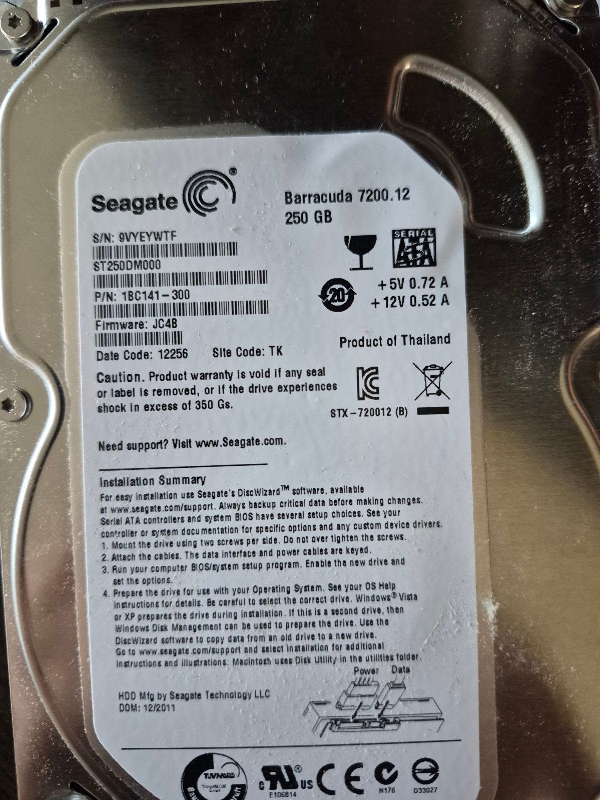Seagate Barracuda 7200.12 250GB HDD SATA, Computers en Software, Intern, Gebruikt, Server, 250 GB