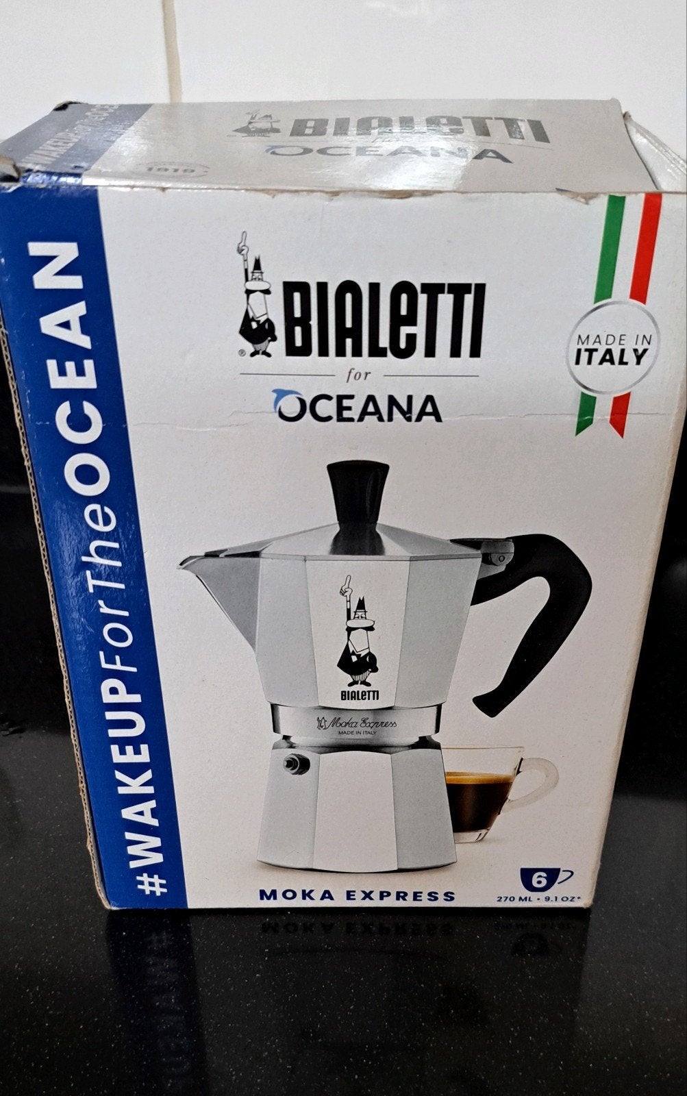 Bialetti Moka Express Oceana 6 kopjes, Gebruikt, Espresso apparaat, Gemalen koffie, Ophalen of Verzenden
