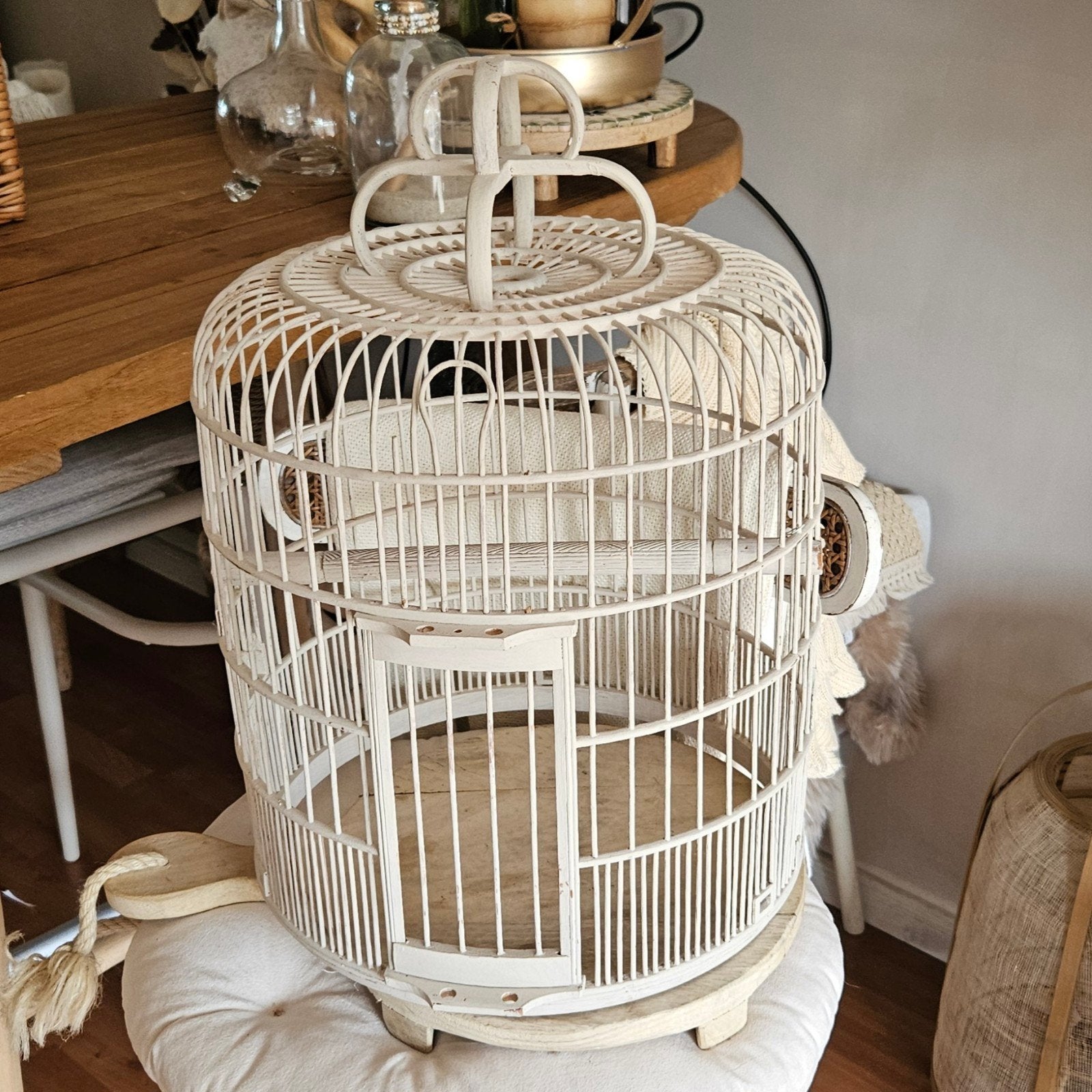 Sierlijke houten vogelkooi - decoratie, foodcover, lampenkap, Ophalen of Verzenden