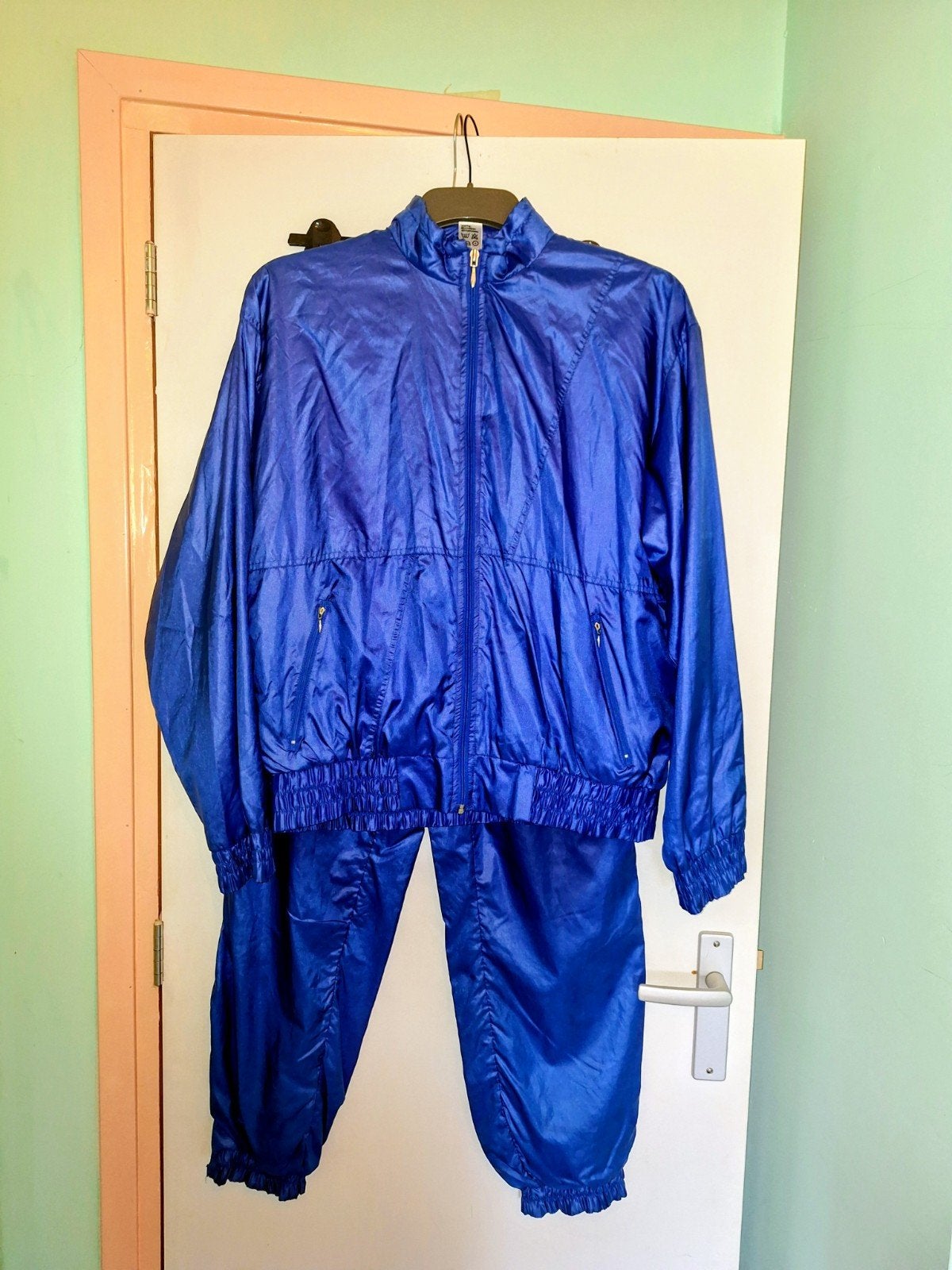 Vintage HEMA, Unisex blauw joggingpak, M, Ophalen of Verzenden, Gedragen, Blauw