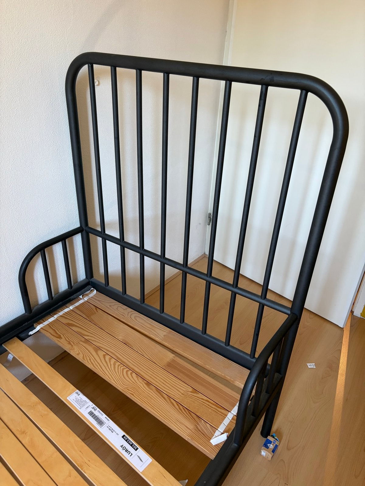 IKEA uitschuifbed Zwart Metaal, Ophalen, Eenpersoons, Zwart, 80 cm