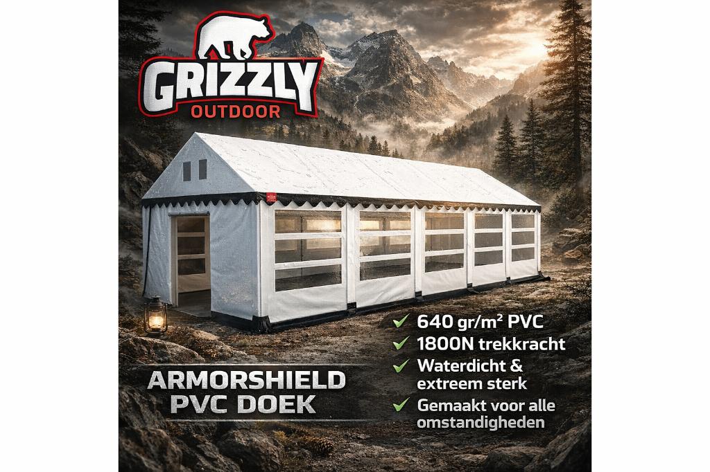 Partytent 6×10 m PVC GRIZZLY GO-PRO ARMORSHIELD640Grondframe, De Amert 152 5462GH Veghel, Grizzly Outdoor, Partytent, 6 meter of meer