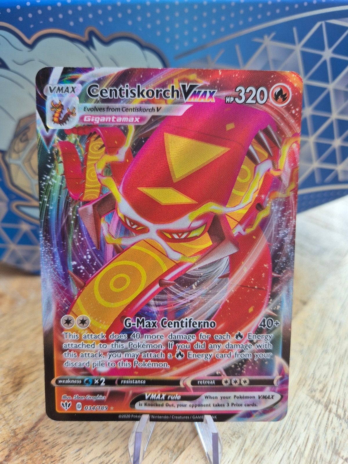 Centiskorch VMAX 034/189 - Pokémon Kaart, Ophalen of Verzenden, Zo goed als nieuw, Losse kaart, Foil
