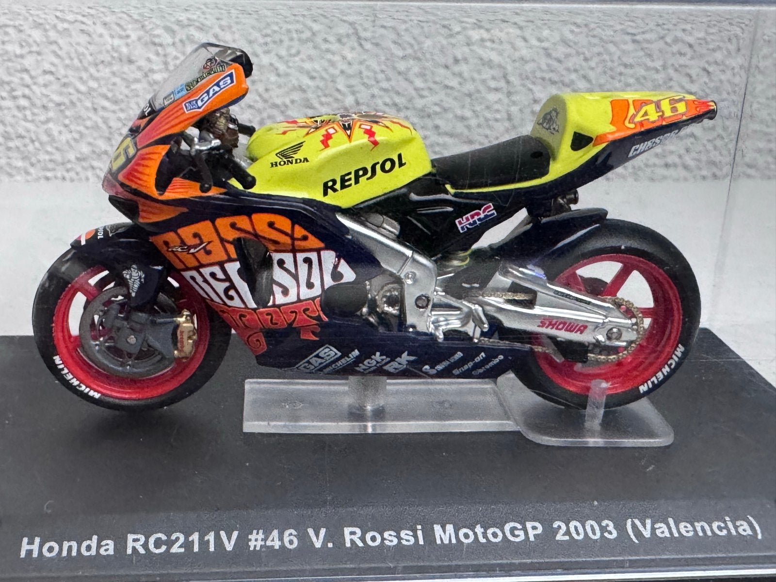 Honda RC211V #46 V. Rossi MotoGP 2003 (Valencia) model, Overige merken, 1:50 of kleiner, Overige typen, Ophalen of Verzenden