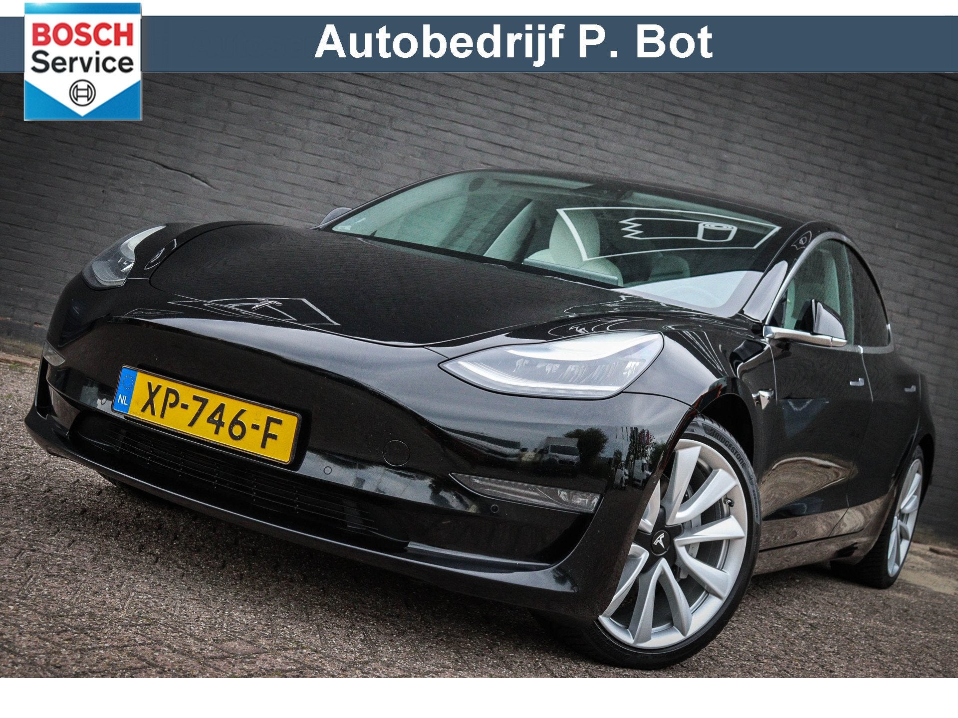 Tesla Model 3 Long Range AWD 75 kWh Auto Pilot (bj 2019), Auto's, Tesla, Automaat, Zwart, Stoelverwarming, Zwart