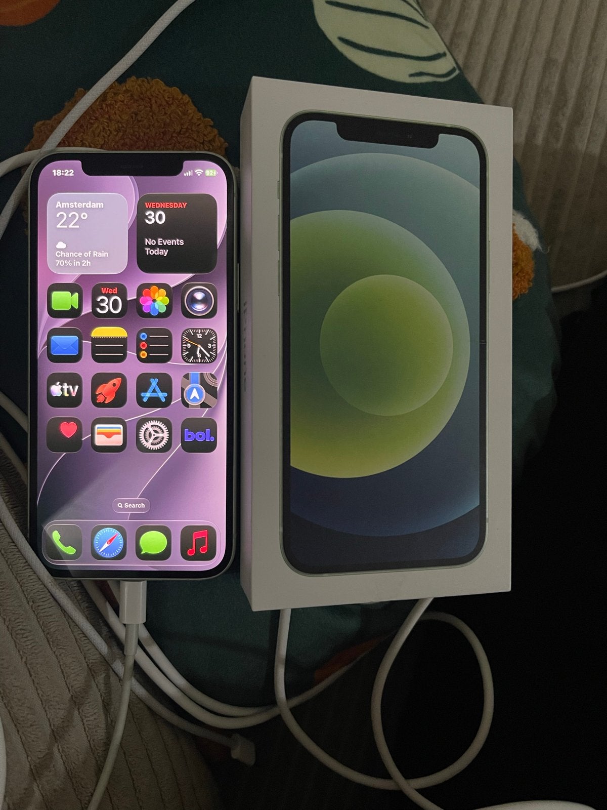 iPhone 12 Mintgroen met doos, 80% batterij, perfect werkend
