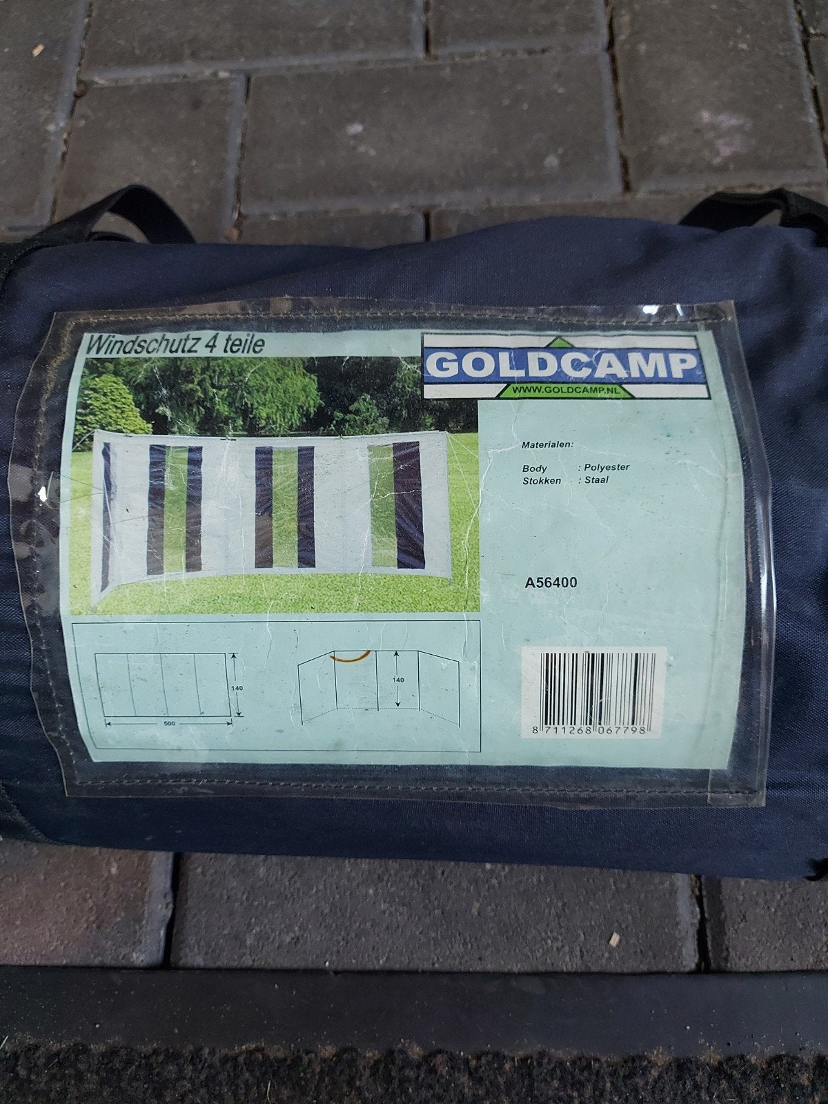 Goldcamp Windscherm 4-delig - Polyester/Staal, Caravans en Kamperen, Windschermen, Ophalen of Verzenden