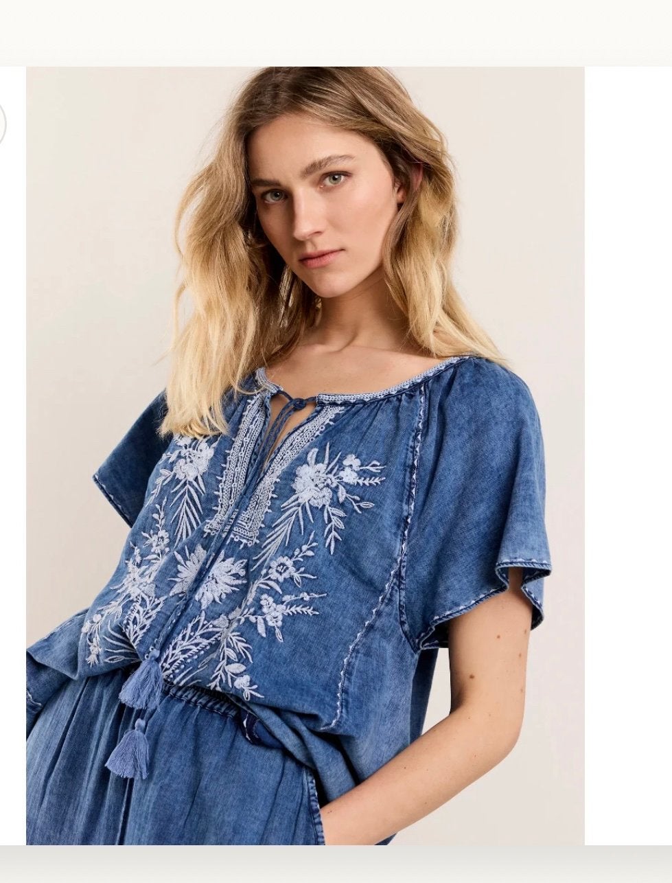 Nieuwe Summum Blue Daze zomerblouse met broderie, maat 40, Ophalen, Nieuw, Maat 38/40 (M), Blauw