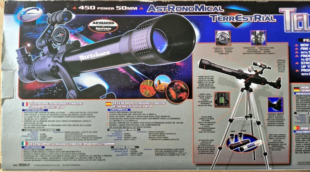 Telescoop 450 Power 50mm Astronomisch/Terrestrial, Ophalen, Gebruikt, Lenzentelescoop (refractor), Met statief