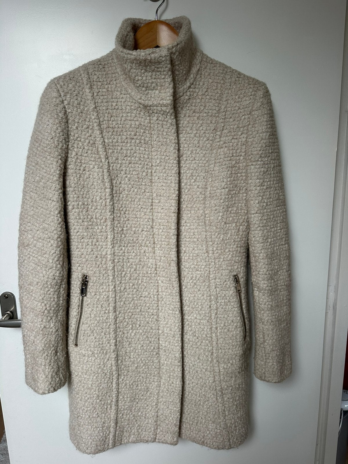 Wollen jas maat 38, Kleding | Dames, Ophalen of Verzenden, Gedragen, Maat 38/40 (M), Beige