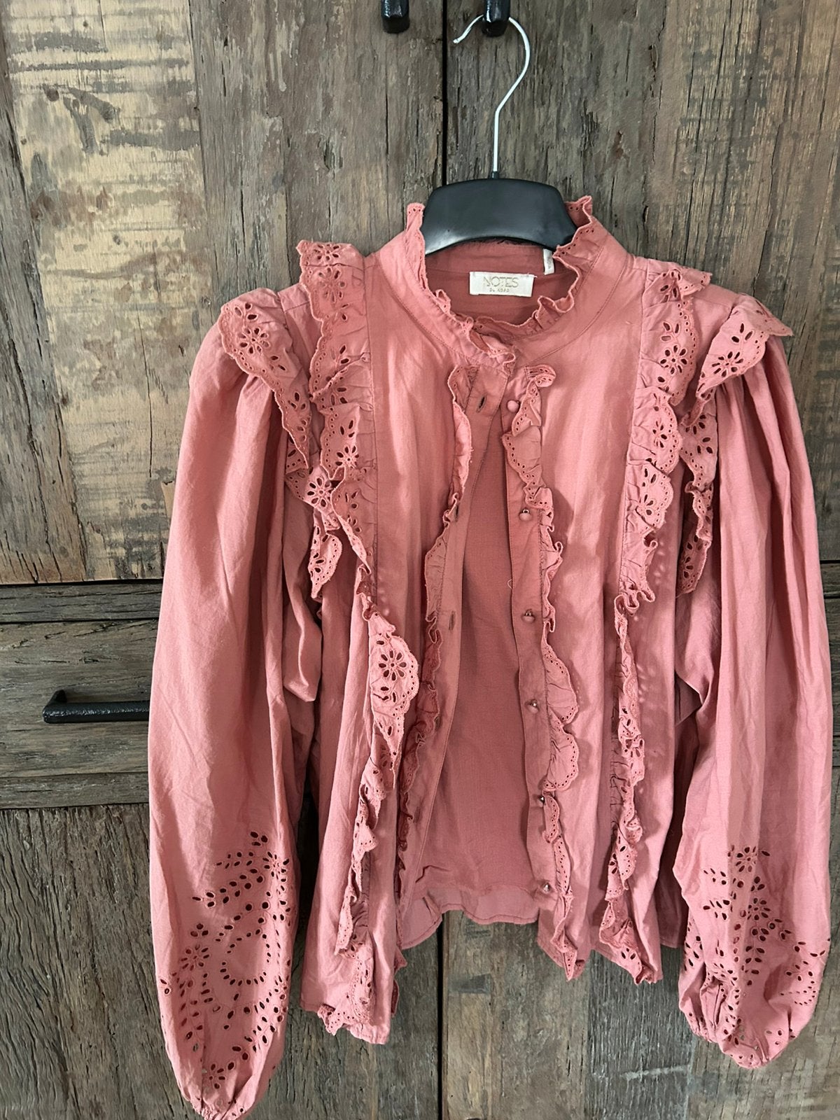 Blouse broderie ruches - Notes du Nord 38, Ophalen of Verzenden, Zo goed als nieuw, Maat 38/40 (M), Overige kleuren