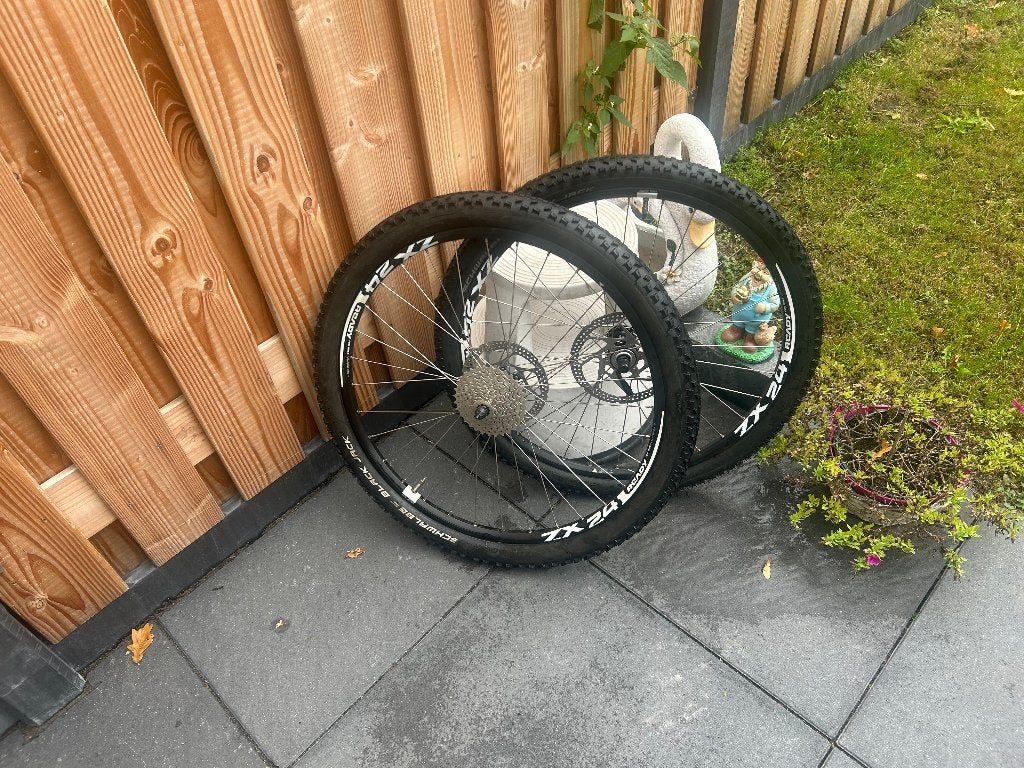 :Set MTB Wielen 26 inch achterwiel 9 cassette vers.schijfrem, Wiel, Gebruikt, Ophalen of Verzenden, Aluminium