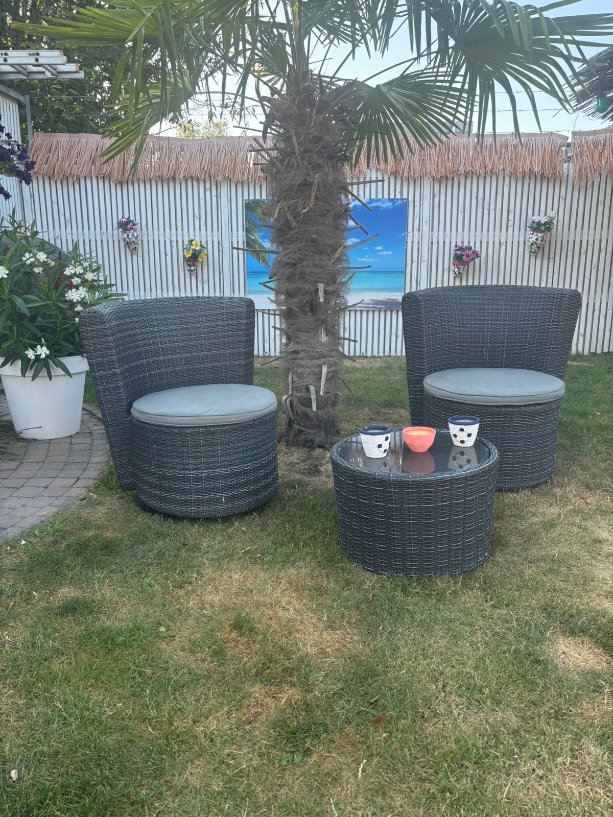 Super mooie wicker bistro set, Tuin en Terras, Tuinsets en Loungesets, Ophalen, Zo goed als nieuw, Wicker, 2 zitplaatsen