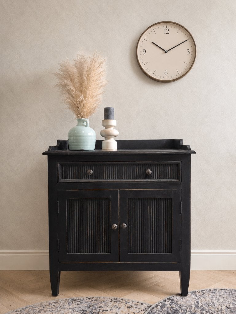 Houten dressoir met brocante uitstraling, zwart, nieuw, Ophalen, Brocant, stoer, 50 tot 100 cm, 25 tot 50 cm