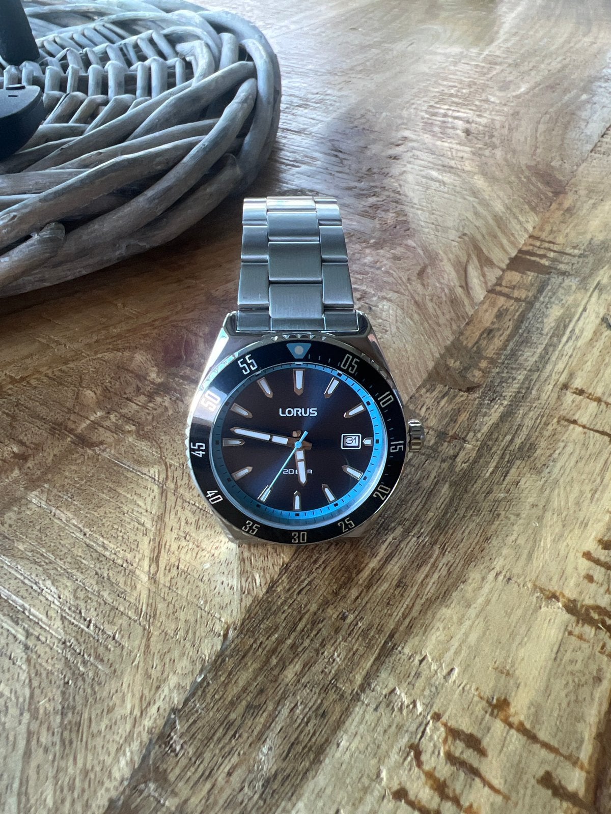 Nieuw Lorus herenhorloge met stalen band, Sieraden, Tassen en Uiterlijk, Horloges | Antiek, Ophalen of Verzenden, Staal, Zakhorloge