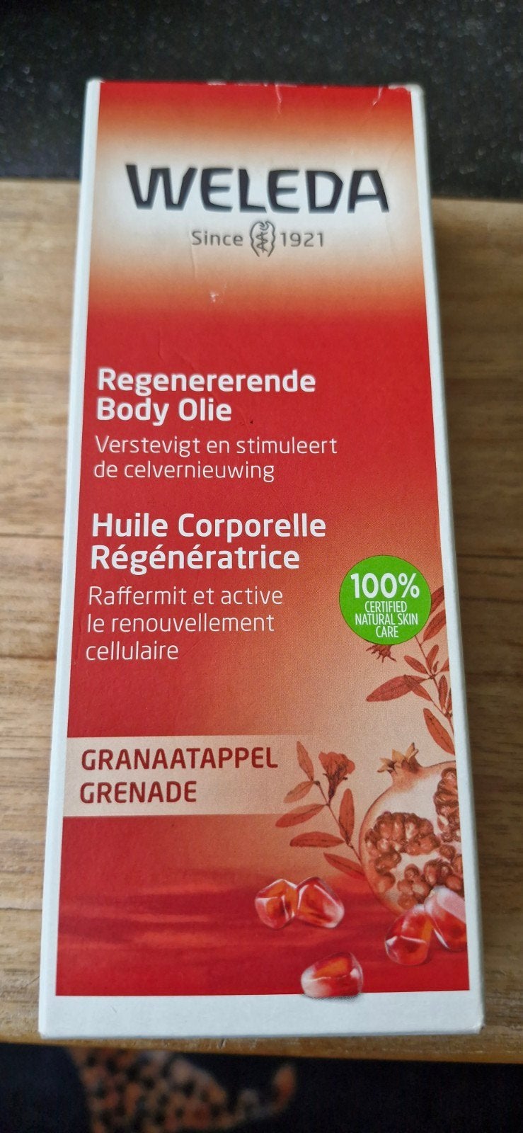 Weleda Granaatappel Regenererende Body Olie 100ml, Ophalen of Verzenden, Nieuw, Bodylotion, Crème of Olie