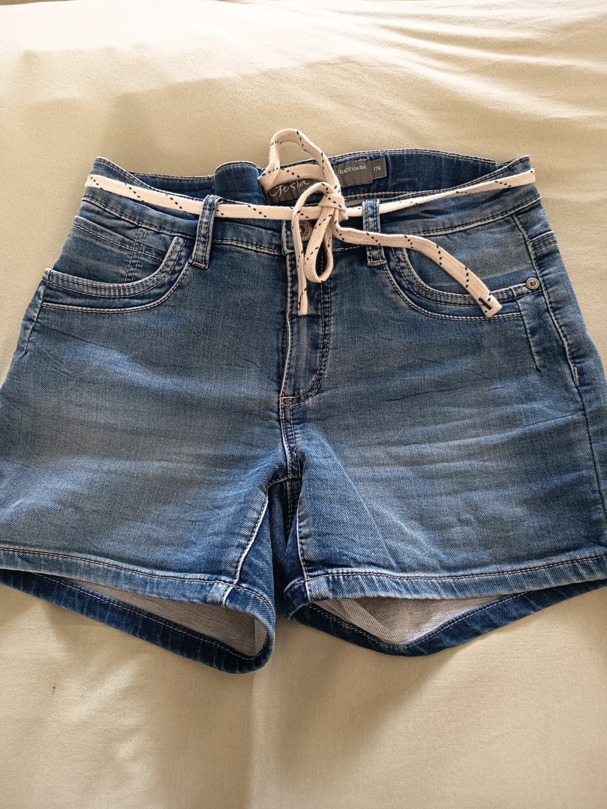 Geisha girls jog jeans short maat 176 mid blue denim, Ophalen of Verzenden, Zo goed als nieuw, Meisje, Broek