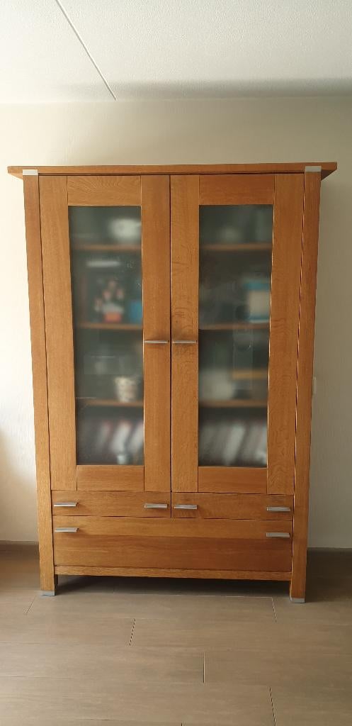 Vitrinekast van Steel, disigned by Hans Daalder, Huis en Inrichting, Kasten | Vitrinekasten, Ophalen, Gebruikt, 200 cm of meer