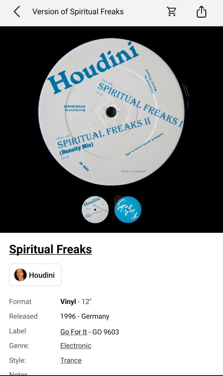 12" vinylplaat, Houdini - spiritual freaks -, Ophalen of Verzenden, Gebruikt, 12 inch