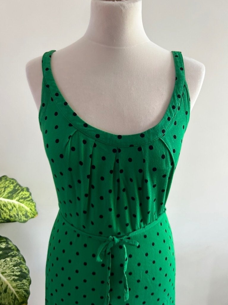 King Louie maat 40 maxi groene polkadot jurk 3395, Maat 38/40 (M), Ophalen of Verzenden, Zo goed als nieuw, King Louie