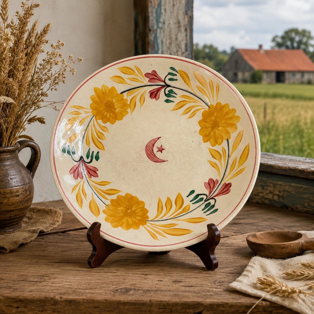 Boerenbont rijstschaal 22cm petrus regout 028 1935-1950, Ophalen of Verzenden