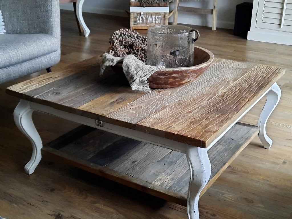 Salontafel Driftwood Riveira Maison 90x90x40, Ophalen, Gebruikt, 50 tot 100 cm, Vierkant