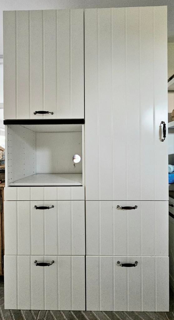 Ikea Metod Hoge Kast met Magnetron Inbouw en Lades, Ophalen, Gebruikt, 200 cm of meer, 50 tot 100 cm