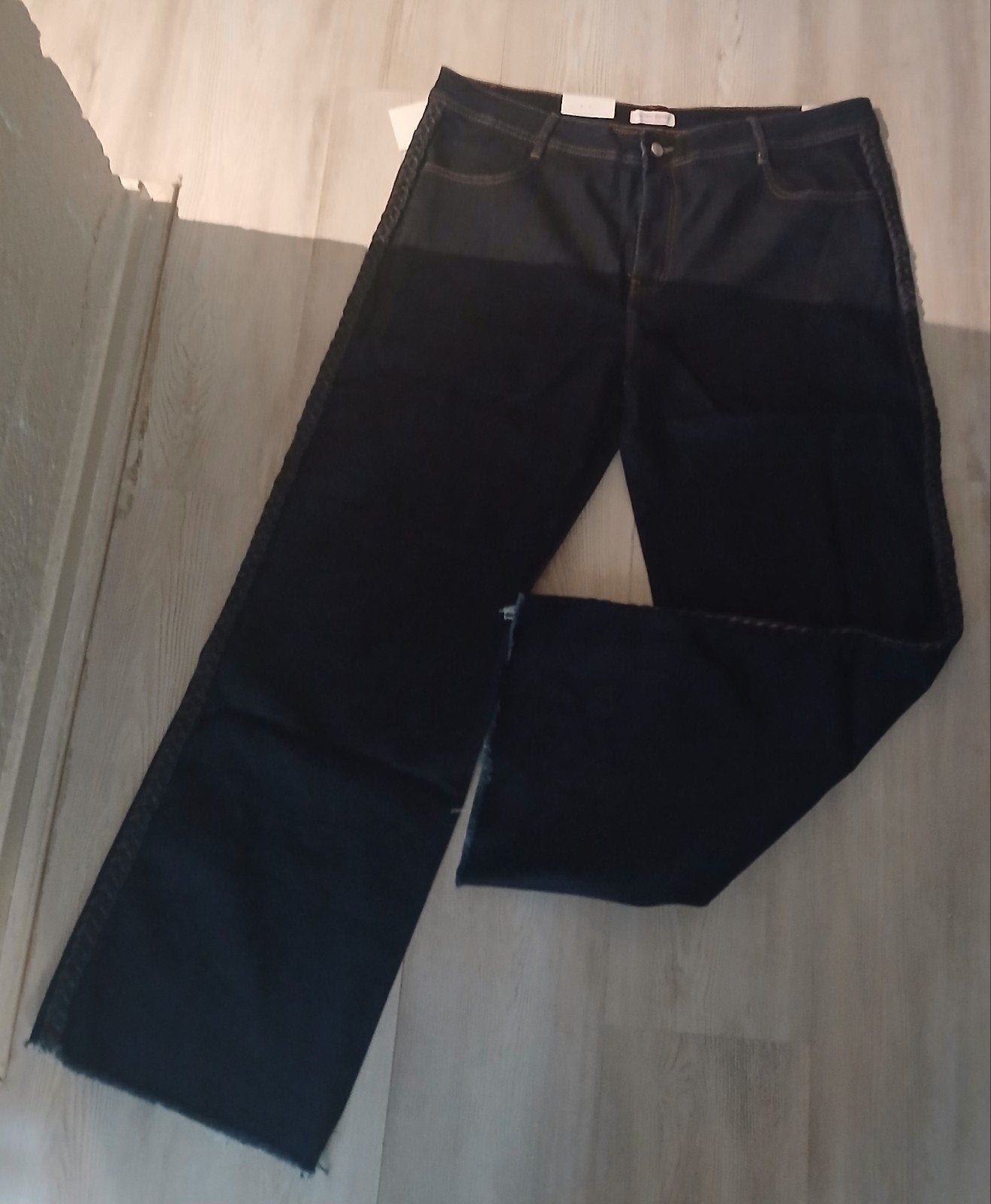 Dames donker blauw jeans -vlecht aan zijkant-Maat 52 - nieuw, Curved Angels, Ophalen of Verzenden, Nieuw, Blauw