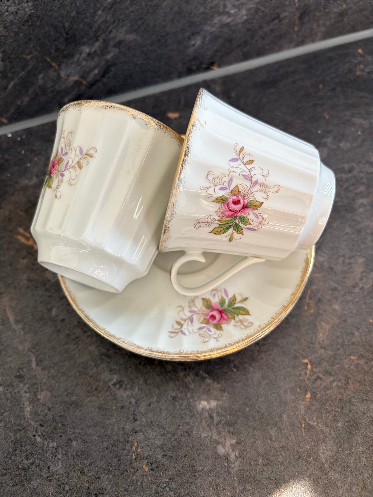Vintage Rosenthal Mokka Kop en Schotel - Rozen Decor, Antiek en Kunst, Antiek | Servies los, Ophalen of Verzenden