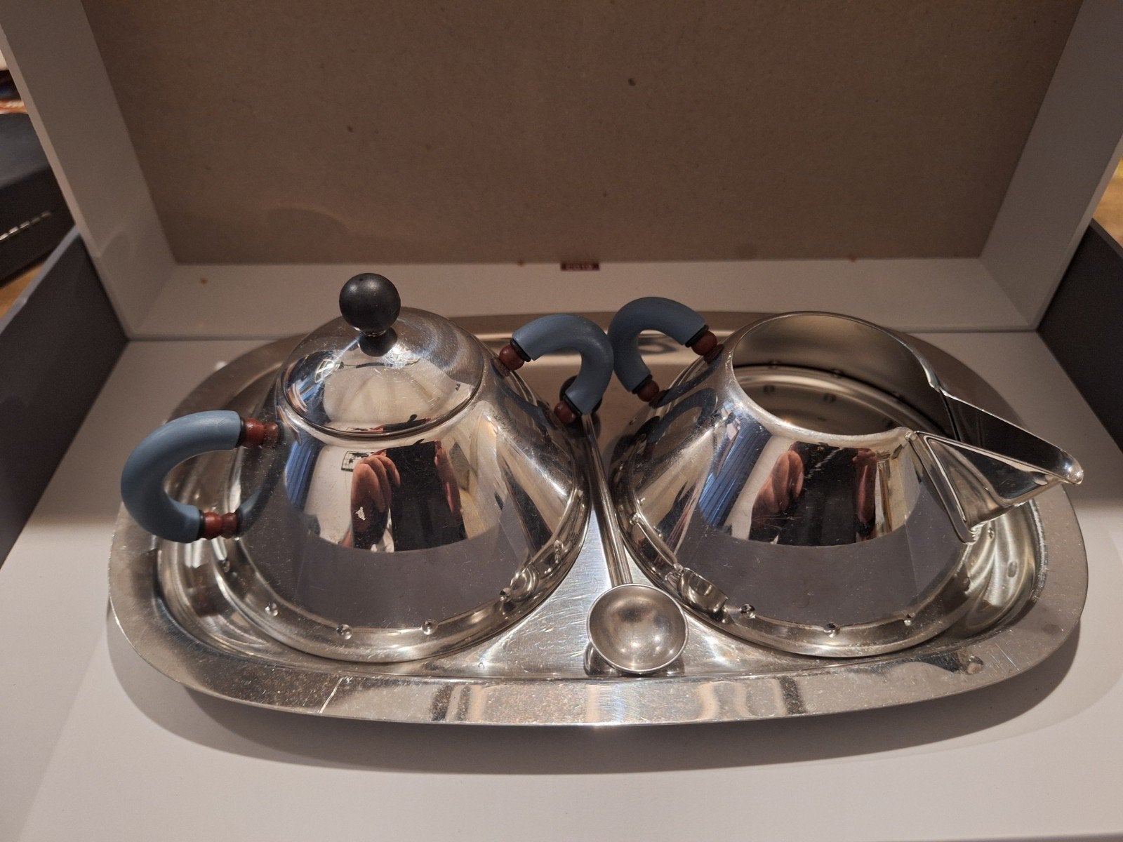 Alessi roomstel - suikerpot, lepeltje en melkkannetje, Ophalen of Verzenden