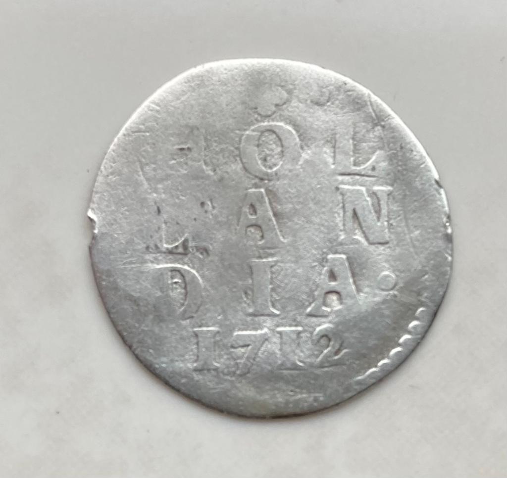 Duit munt zilveren Hollandia 1712. 2 stuiver stuk, Ophalen of Verzenden, Vóór koninkrijk, Overige waardes